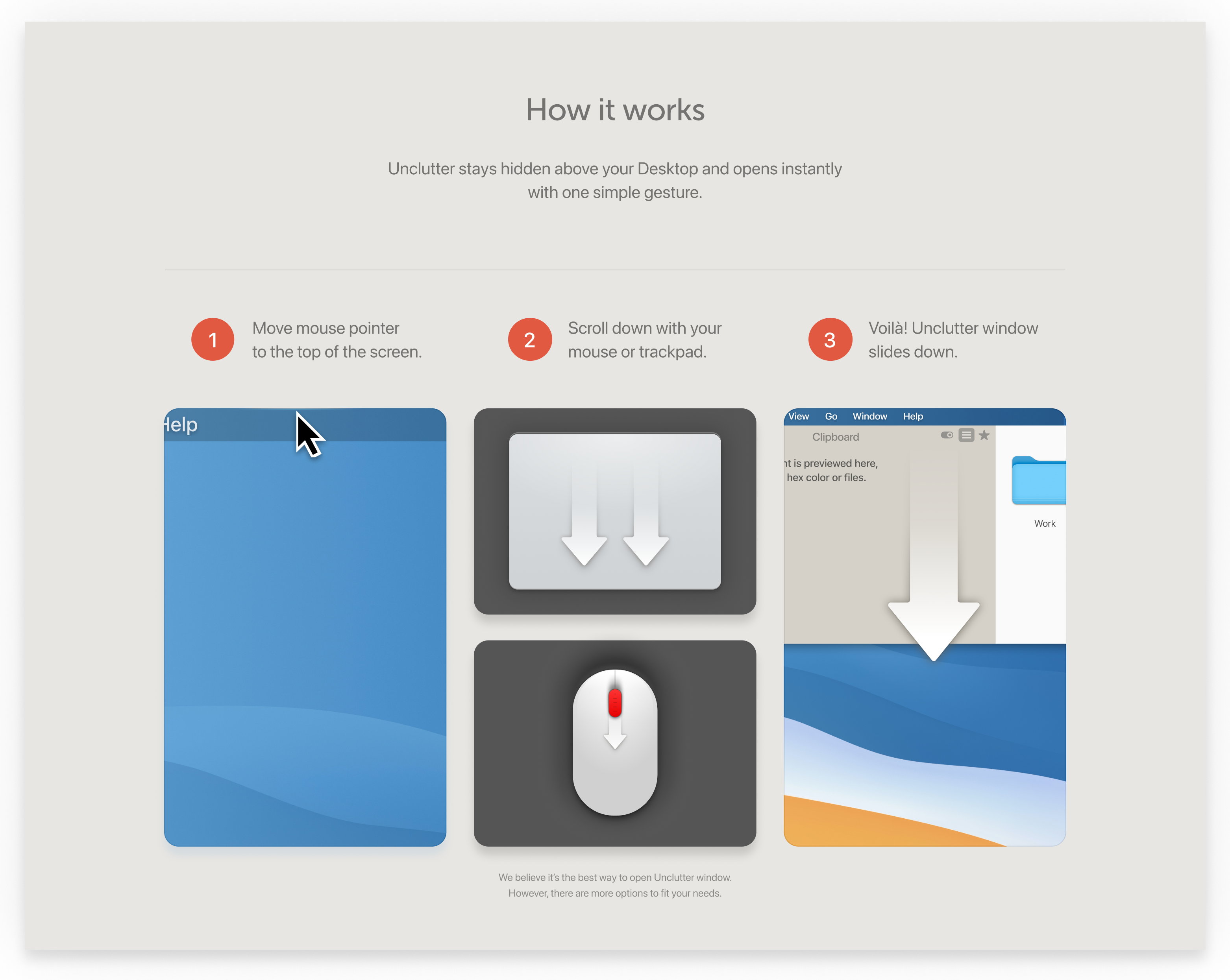 Before: generic 'How it works' three-step explainer